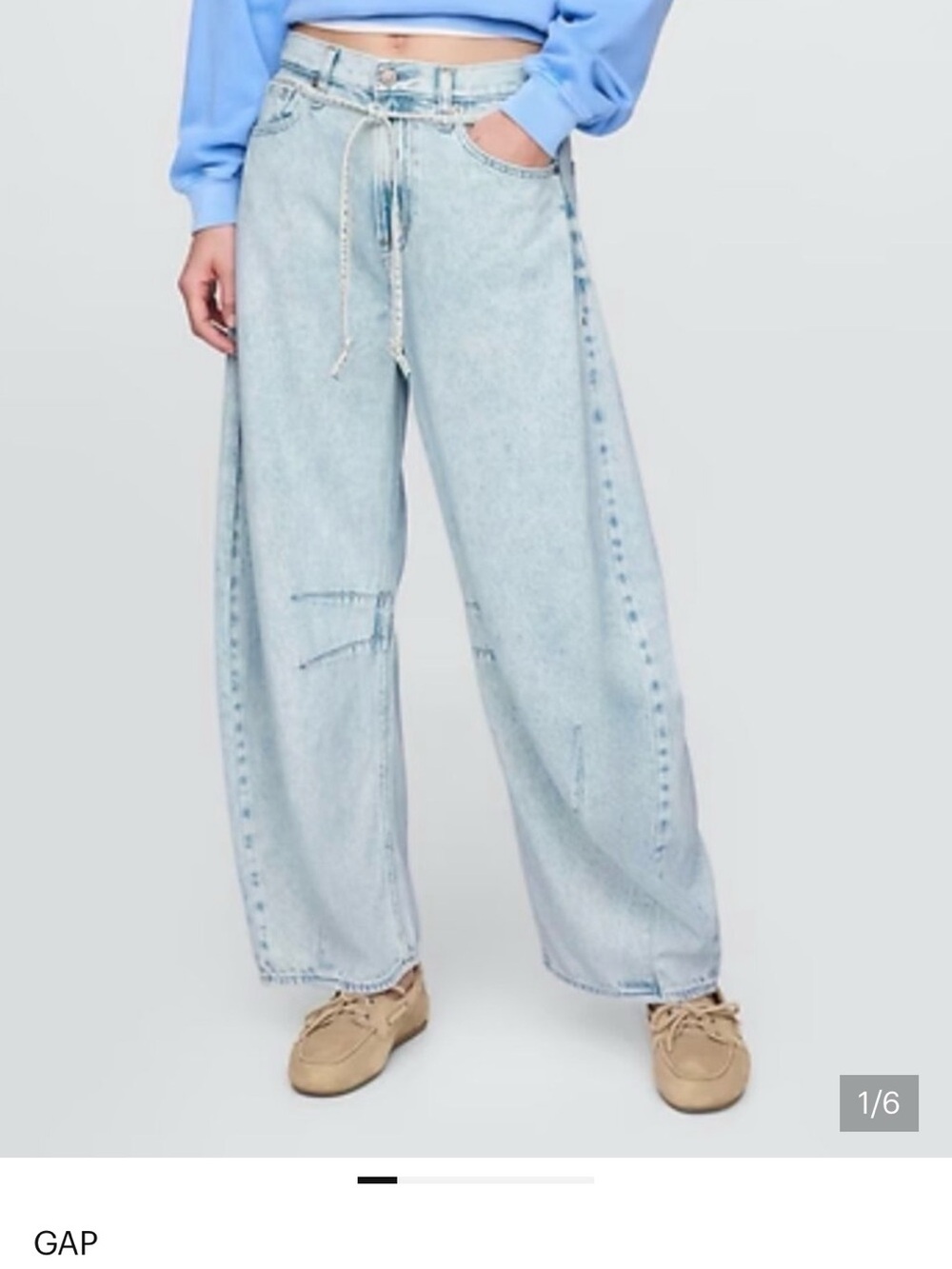 GAP Light Wash Wide-Leg Distressed Jeans